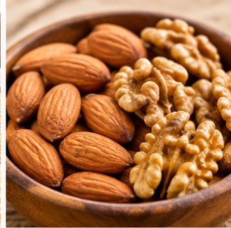 बादाम और अखरोट Almonds and walnuts