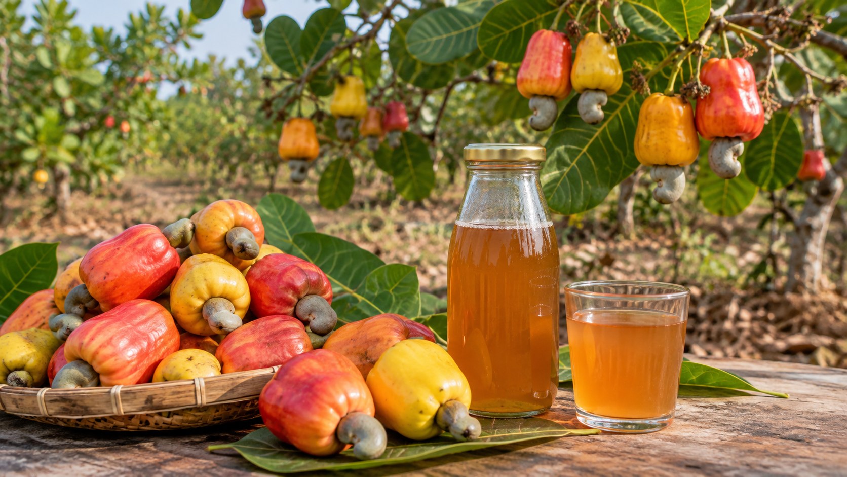 A liquid sweetener from cashew apple